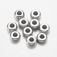 304 Stainless Steel Beads, Flat Round, Stainless Steel Color, 4x2mm, Hole: 1mm(STAS-F149-13P-C)