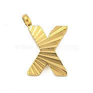 Ion Plating(IP) 304 Stainless Steel Charms, Handmade Engrave Figure, Full Polished, Golden, Letter X, 14x10x2mm, Hole: 1.8mm(STAS-G345-01G-X)