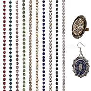 10 Yards 10 Style Brass Rhinestone Strass Chains, Rhinestone Cup Chains, Mixed Color, 2mm, 1yard/style(CHC-SZ0001-42)