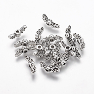 Tibetan Style Alloy Fairy Wing Beads, for Vintage Jewelry Making, Cadmium Free & Lead Free, Antique Silver, 4.5x14x3.5mm, Hole: 1.5mm(X-TIBEB-6007-AS-LF)