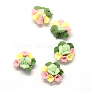 Handmade Porcelain Cabochons, China Clay Beads, Flower, Light Green, 17~18x17~18x8.5~10mm(PORC-S1003-16A)
