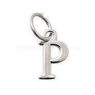 925 Sterling Silver Pendants, Letter, Letter P, 10x6x1mm, Hole: 4mm(STER-R011-07P-P)