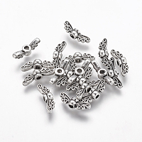 perles d'aile en alliage de fées de style tibétain, pour la fabrication de bijoux vintage, sans cadmium et sans plomb, argent antique, 4.5x14x3.5 mm, trou: 1.5 mm