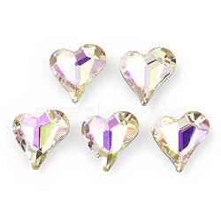 K9 Glass Rhinestone Cabochons, Pointed Back & Back Plated, Faceted, Heart, Jonquil, 13x12x4.5mm(MRMJ-T075-05)