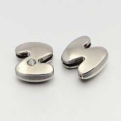 Letter Slider Beads for Watch Band Bracelet Making, Platinum Plated Alloy Crystal Rhinestone Slide Charms, Cadmium Free & Nickel Free & Lead Free, Letter.Z, 11~13x9~11.5x4~5mm, Hole: 7.5~8x1mm(ALRI-O012-Z-NR)