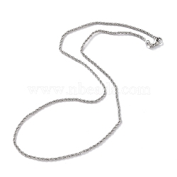Brass Rope Chain Necklaces, with Lobster Claw Clasps, Long-Lasting Plated, Real Platinum Plated, 18.11 inches(46cm), 2mm(NJEW-I247-06P)