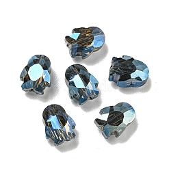 Electroplate Glass Beads, Faceted, Full Rainbow Plated, Penguin, Steel Blue, 8x6.5x4.5mm, Hole: 1mm(EGLA-A041-01-FR01)