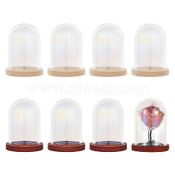Glass Dome Cover, Decorative Display Case, Cloche Bell Jar Terrarium with Wood Base, Column, Mixed Color, 38.5x25mm, Inner Diameter: 22mm(AJEW-NB0005-23)