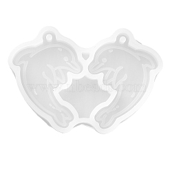 DIY Pendant Silicone Molds, Resin Casting Molds, for UV Resin & Epoxy Resin Earring Making, Dolphin, White, 40x57x7mm(SIMO-Z005-05)