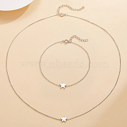 Star 925 Sterling Silver Pendant Necklace & Link Bracelet, Jewelry Set, Silver(FE3395-6)