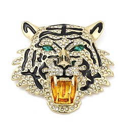 Enamel Pins, Alloy Rhinestone Brooches for Backpack Clothes, Tiger, 50x55mm(JEWB-K007-05B-G)