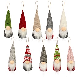 2 Sets 2 Style Cloth Christmas Doll Pendant Decorations, Mixed Color, 1set/style(HJEW-SZ0001-09)