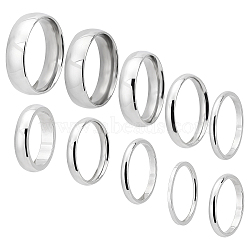 Unicraftale 10Pcs 10 Style 304 Stainless Steel Flat Plain Band Rings for Men Women, Stainless Steel Color, Inner Diameter: 15~19, 1pc/style(STAS-UN0032-68)