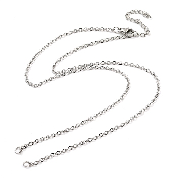 304 Stainless Steel Cable Chains Necklace Makings, with Lobster Claw Clasps and End Chains, Stainless Steel Color, 18-1/4 inch(46.5cm), Hole: 2.7mm