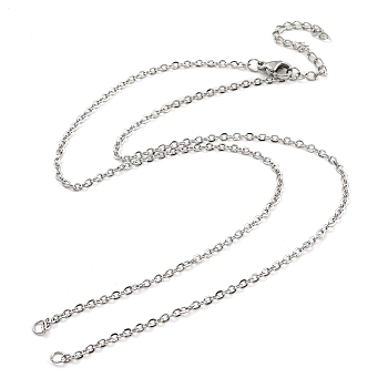 Tarnish Resistant 304 Stainless Steel Cable Chains Necklace Makings, with Lobster Claw Clasps and End Chains, Stainless Steel Color, 18-1/4 inch(46.5cm), Hole: 2.7mm