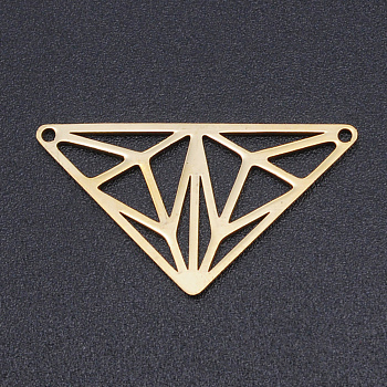 201 Stainless Steel Links connectors, Laser Cut Links, Triangle, Golden, 15.5x28x1mm, Hole: 1.2mm