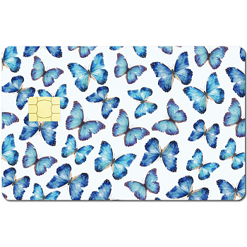 Rectangle PVC Plastic Waterproof Card Stickers, Self-adhesion Card Skin for Bank Card Decor, Butterfly, 186.3x137.3mm