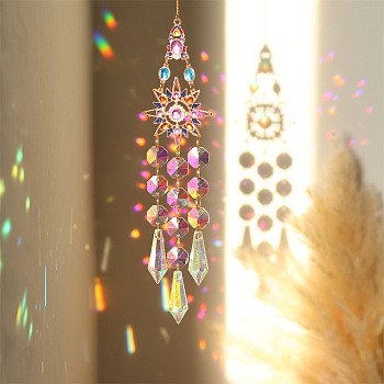 K9 Glass Big Pendant Decorations, Hanging Sun Catchers, Crystal Bullet Prism Rainbow Maker for Ceiling Chandelier, Window, Garden, Star, 370~420mm