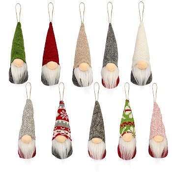 2 Sets 2 Style Cloth Christmas Doll Pendant Decorations, Mixed Color, 1set/style