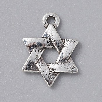 Tibetan Style Alloy Pendants, Star of David, Antique Silver, 17x12.5x1.5mm, Hole: 1.6mm