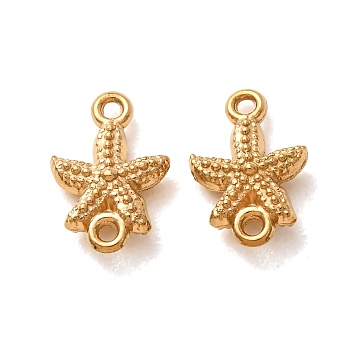 304 Stainless Steel Connector Charms, Starfish Links, Ion Plating(IP), Long-Lasting Plated, Real 18K Gold Plated, 11x7.5x3mm, Hole: 1mm