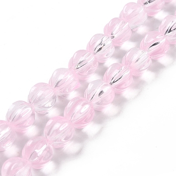 Transparent Glass Beads Strands, Lantern, Pearl Pink, 10.5x9.5x10.5mm, Hole: 1mm, about 38pcs/strand, 15.24 inch(38.7cm)