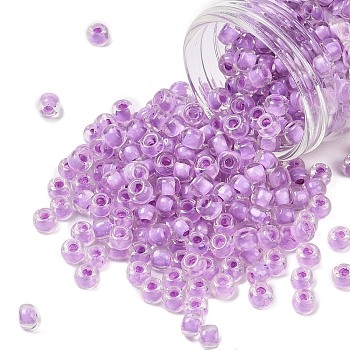 TOHO 3/0 Round Beads, Japanese Seed Beads, (943) Light Purple Lined Crystal, 5.5mm, Hole: 1.9mm, about 60pcs/10g