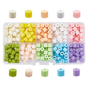 CHGCRAFT 400Pcs 10 Colors Polymer Clay Beads, Column, Mixed Color, 5~7x6mm, Hole: 1.5~2mm, 40pcs/color