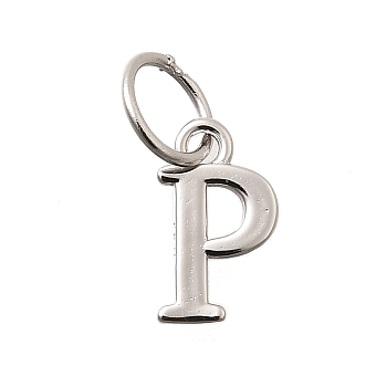 925 Sterling Silver Pendants, Letter, Letter P, 10x6x1mm, Hole: 4mm