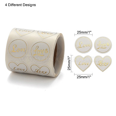 Heart and Flat Round with Word Love Valentine's Stickers Self Adhesive Tag Labels(X-DIY-E023-05)-2