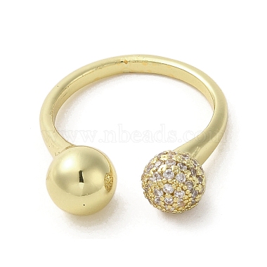 Rack Plating Brass with Clear Cubic Zirconia Cuff Rings(RJEW-G308-01A-G)-2