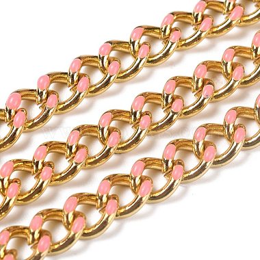 Pink Brass+Enamel Curb Chains Chain