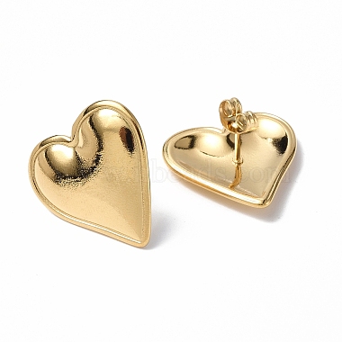 Ion Plating(IP) 304 Stainless Steel Heart Stud Earrings for Women(X-EJEW-F300-16G)-2