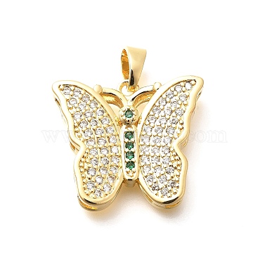 Real 18K Gold Plated Clear Butterfly Brass+Cubic Zirconia Pendants