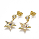 Brass Micro Pave Cubic Zirconia(Random Mixed Color) Dangle Ear Studs(EJEW-S201-103A)-1