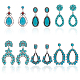 6 Pairs 6 Style Synthetic Turquoise Teardrop & Arch Flower Dangle Stud Earrings(EJEW-AN0001-10)-1