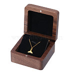 Wooden Jewelry Pendant Storage Magnetic Gift Case, with Velvet Inside, Camel, Square, 6.8x6.75x3.6cm(CON-WH0095-78A)