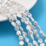 Natural Baroque Keshi Pearl Beads Strands, Cultured Freshwater Pearl, Nuggets, Grade 7A++, Gainsboro, 8~9x7~8x3~4mm, Hole: 0.6mm, about 50pcs/strand, 15.16''(38.5cm)(PEAR-P064-06C-03A)