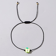 Fruit Apple Polymer Clay Braided Bead Bracelets, Adjustable Black Cotton Cord Bracelets for Women(LP5577-5)