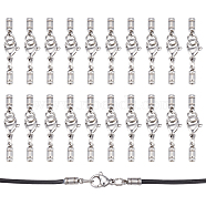 20 Sets 304 Stainless Steel Lobster Claw Clasps, with Cord Ends, Stainless Steel Color, 30mm(STAS-UN0044-83)