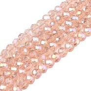 Electroplate Glass Beads Strands, AB Color Plated, Faceted, Rondelle, Misty Rose, 3.5~3.8x3mm, Hole: 0.4mm, about 113~115pcs/strand, 12.80~12.99 inch(32.5~33cm)(EGLA-A044-T3mm-B21)