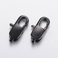 304 Stainless Steel Lobster Claw Clasps, Electrophoresis Black, 18x8.5x3.5mm, Hole: 1.5x2mm(STAS-F148-18x8.5-08B)