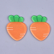 Plastic Cabochons, with Glitter Powder, Carrot, Coral, 43x32x2mm(X-KY-T010-40)