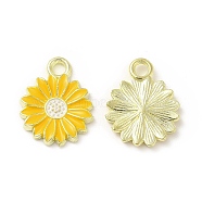 Alloy Enamel Charms, Light Gold, Sunflower Charm, Gold, 17x13x2mm, Hole: 2mm(FIND-H035-01A-LG)