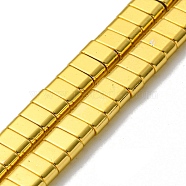 Electroplated Synthetic Non-Magnetic Hematite Beads Strands, Rectangle, 2-Hole, Golden Plated, 3x6x3mm, Hole: 1.4mm, about 127pcs/strand, 15.47''(39.3cm)(G-I360-B01-01)