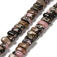 Natural Rhodonite Beads Strands, Rectangle, 9x4x4.5mm, Hole: 1mm, about 93pcs/strand, 15.28''(38.8cm)(G-Q167-B07-01)
