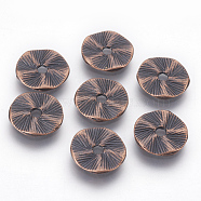 Tibetan Style Alloy Beads, Lead Free and Cadmium Free, Flat Round, Red Copper, 13x1mm, Hole: 2.5mm(EA11936Y-R)