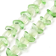 Transparent Glass Beads Strands, Tulip, Honeydew, 6.5~9x9~14x4~5.5mm, Hole: 1mm, about 29pcs/strand, 15.71''(39.9cm)(LAMP-H061-02E)