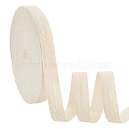 Flat Polycotton Twill Tape Ribbon, Herringbone Ribbon, Cornsilk, 25x1mm(OCOR-WH0066-92H-01)