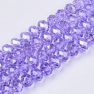 Baking Paint Glass Beads Strands, Pearl Luster Plated, Faceted, Rondelle, Lilac, 6x4.5mm, Hole: 1mm, about 87~90pcs/strand, 17.13 inch(43.5cm)(X-EGLA-Q120-C-A01)